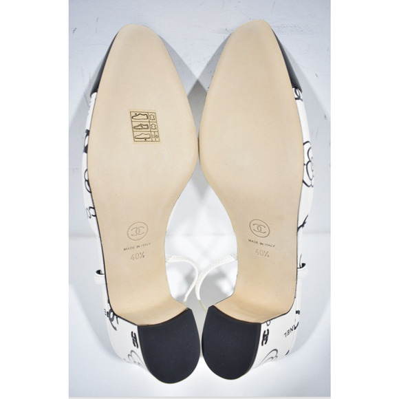 Chanel 23P Mademoisele Coco Sling White Black CC Logo Slingback Sandal Heel 40.5 - Picture 12 of 12